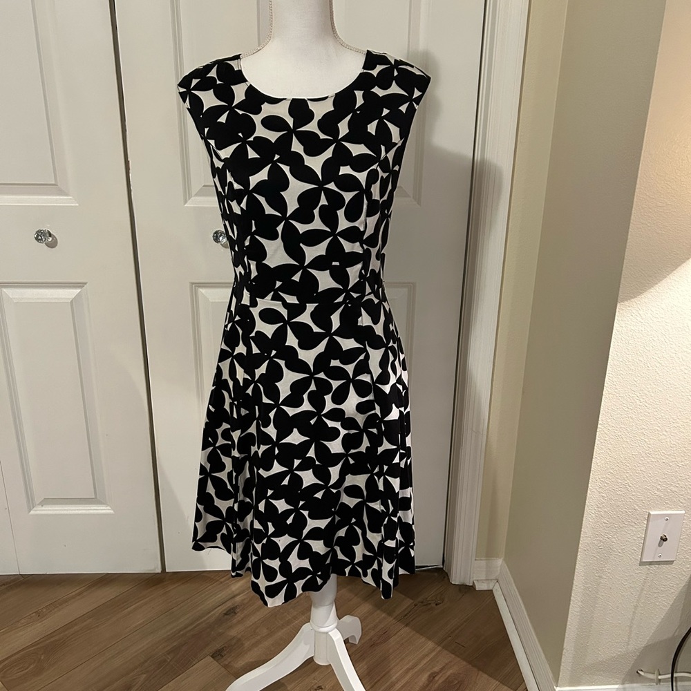 Women’s black and white dress.